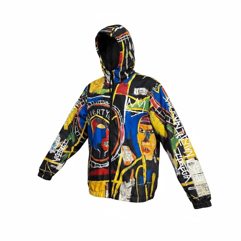 Jean-Michel Basquiat Members Only Hooded Windbreaker‎ Art Streetwear Mens Small